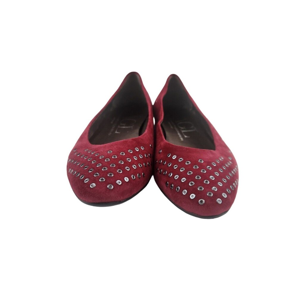 Attilio Giusti Leombruni AGL Red Suede Grommet Ballet Flats Shoes EU 37 6-6.5 US - Picture 4 of 11